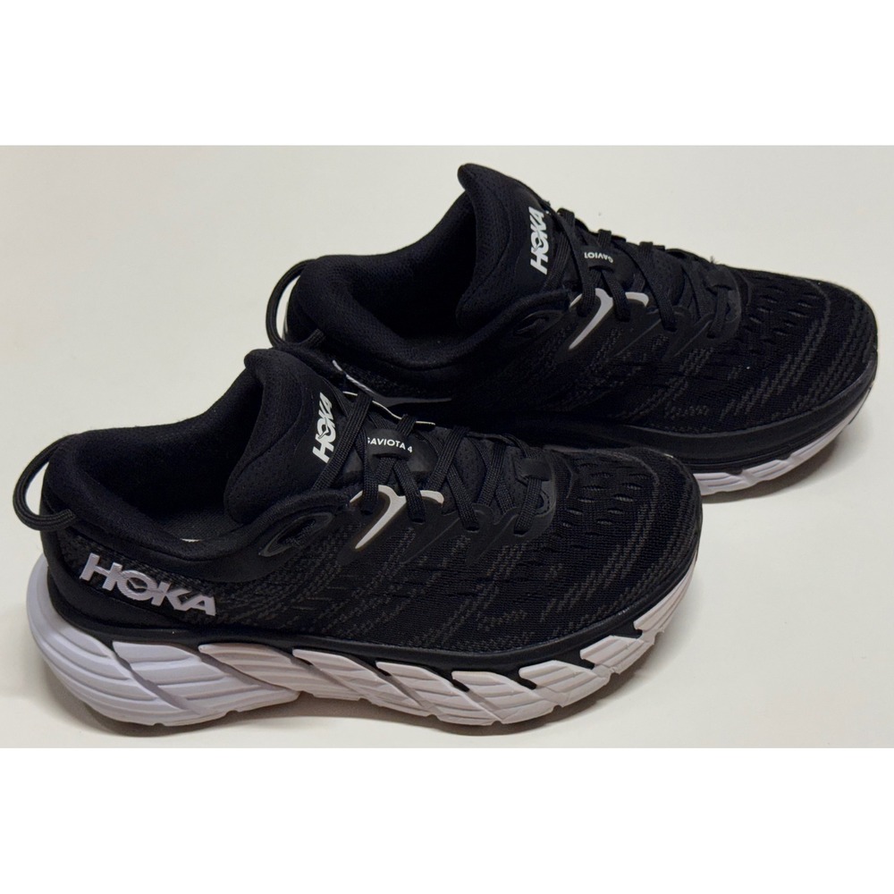 Hoka Gaviota 4 Wide Black White Running Shoes Womens 6D 1123201 BWHT